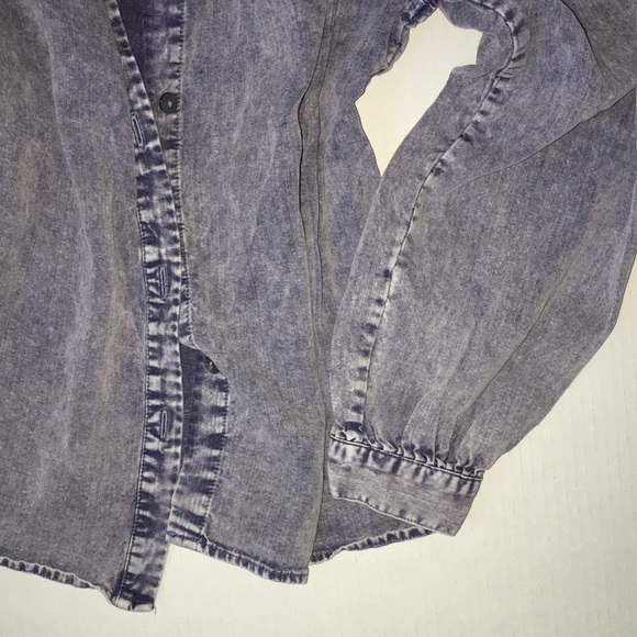 Rails Ruffle Neck Washed Indigo Blouse | Size XS - Picture 3 of 5